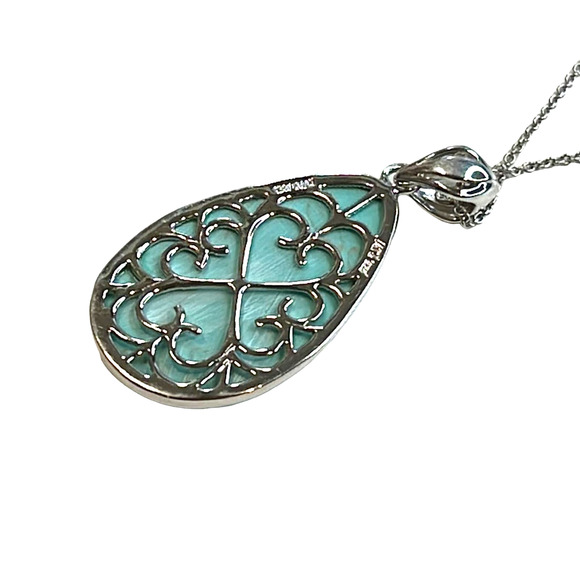 R. H. Macy Silver & Turquoise Teardrop Necklace, NWT! - Picture 4 of 6